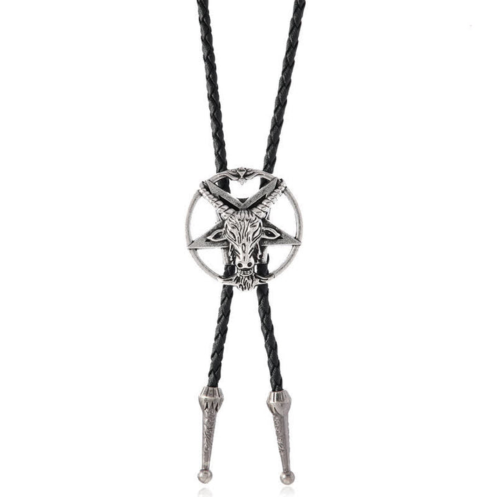 Cravate bolo vintage hexagramme taureau élan astrolabe