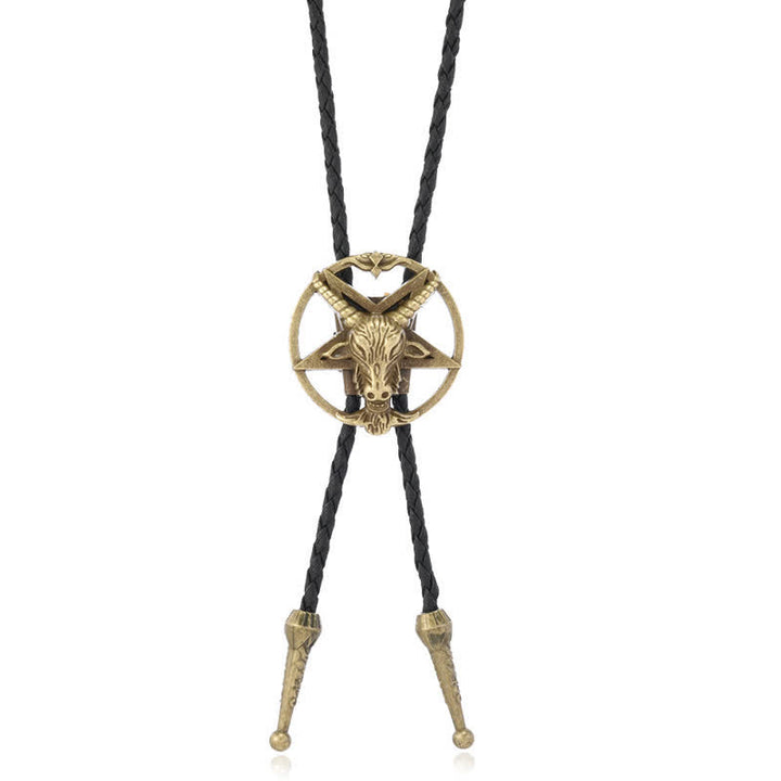 Cravate bolo vintage hexagramme taureau élan astrolabe