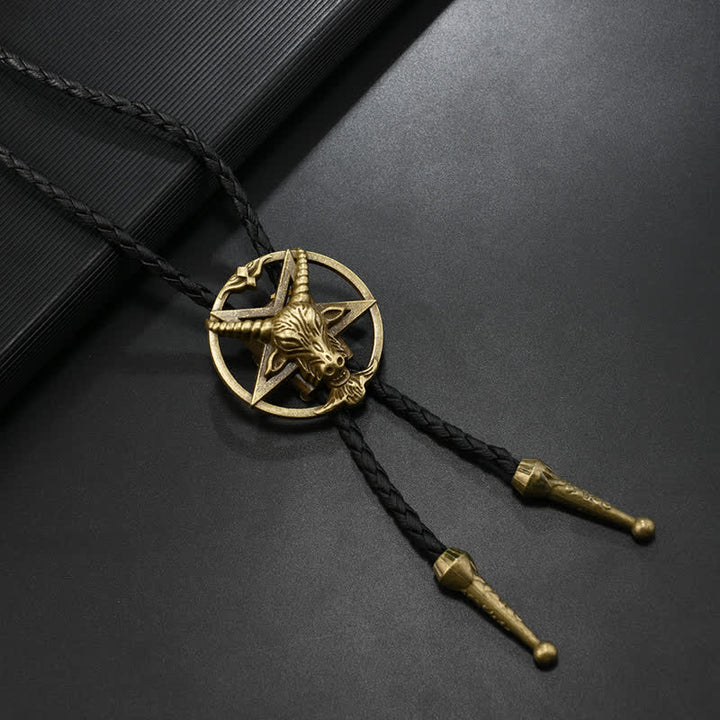 Cravate bolo vintage hexagramme taureau élan astrolabe