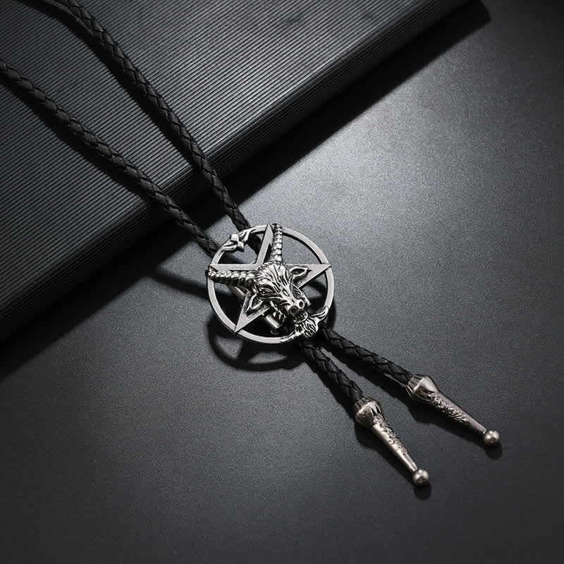 Cravate bolo vintage hexagramme taureau élan astrolabe