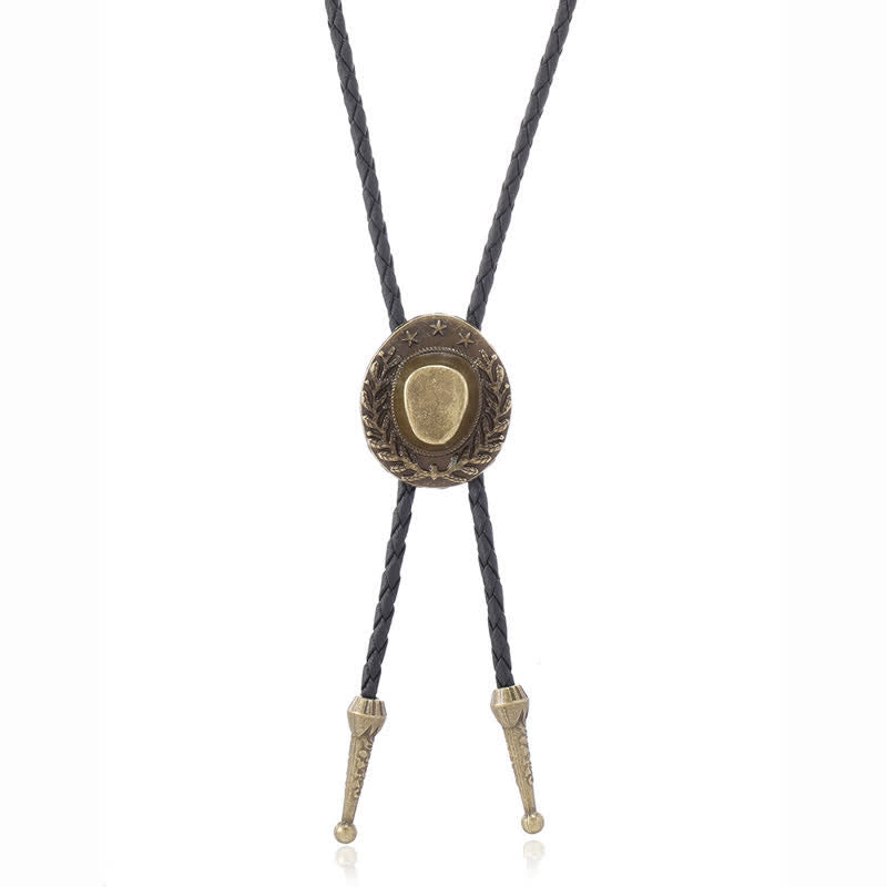Pendentif en bronze avec breloque chapeau de cowboy et cravate bolo