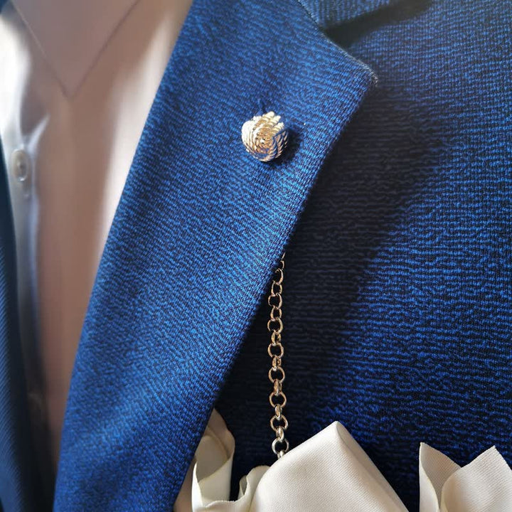Broche de col à noeud marin pour homme avec chaîne suspendue