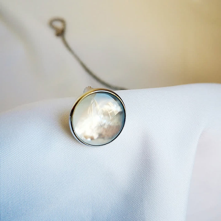 Broche de costume en coquillage naturel pour homme avec chaîne suspendue