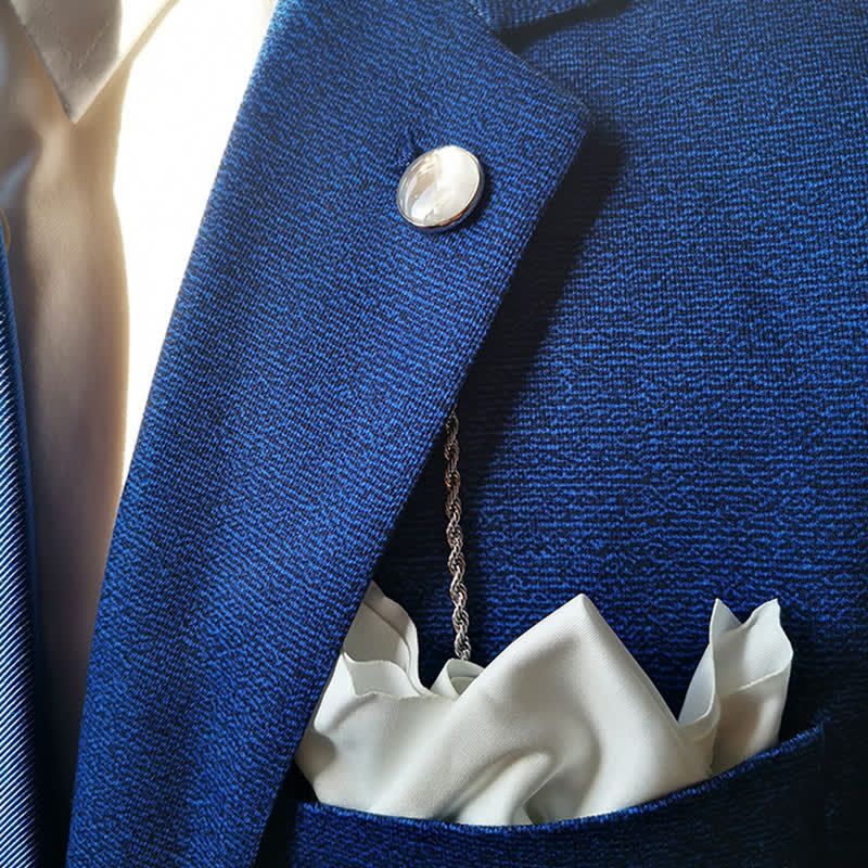 Broche de costume en coquillage naturel pour homme avec chaîne suspendue