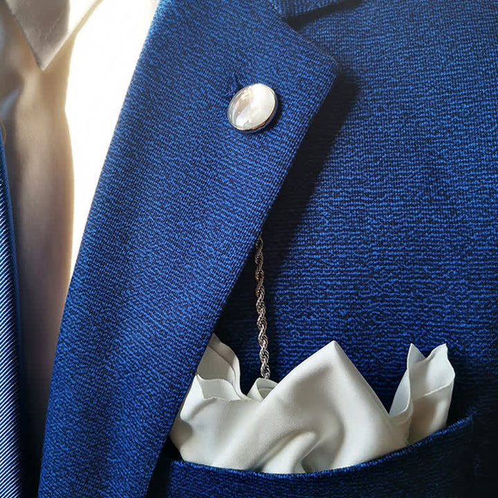 Broche de costume en coquillage naturel pour homme avec chaîne suspendue