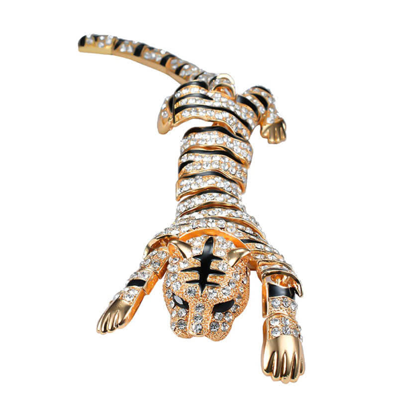 Grande broche de luxe en strass scintillants pour homme, motif tigre majestueux - image 14