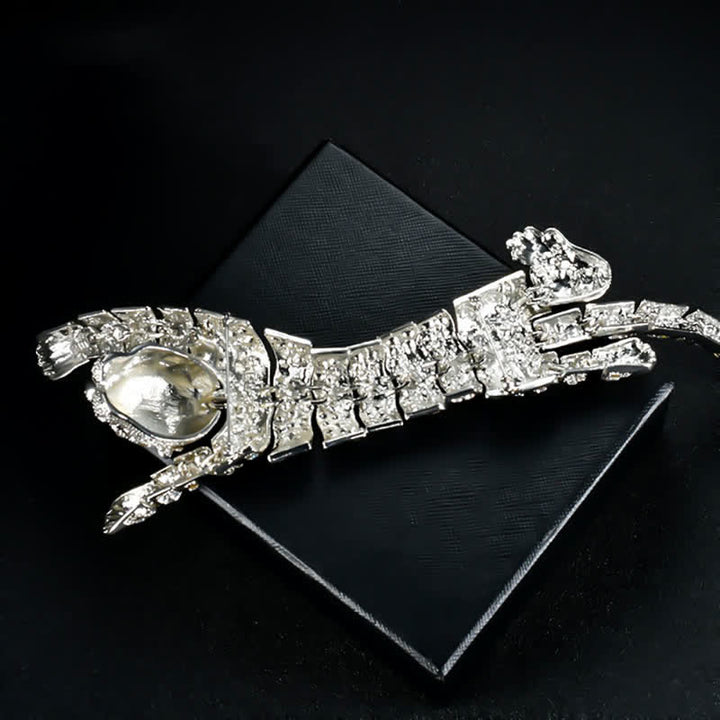 Grande broche de luxe en strass scintillants pour homme, motif tigre majestueux - image 7