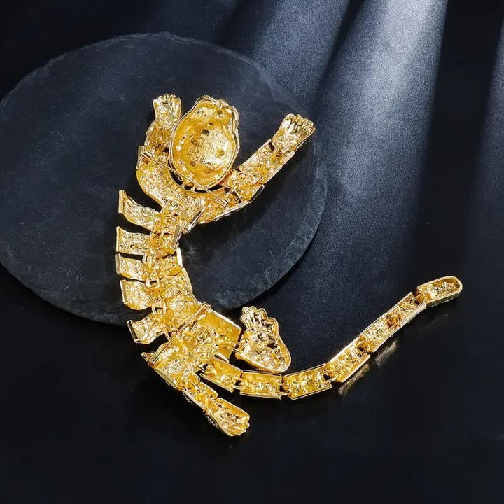 Grande broche de luxe en strass scintillants pour homme, motif tigre majestueux - image 13