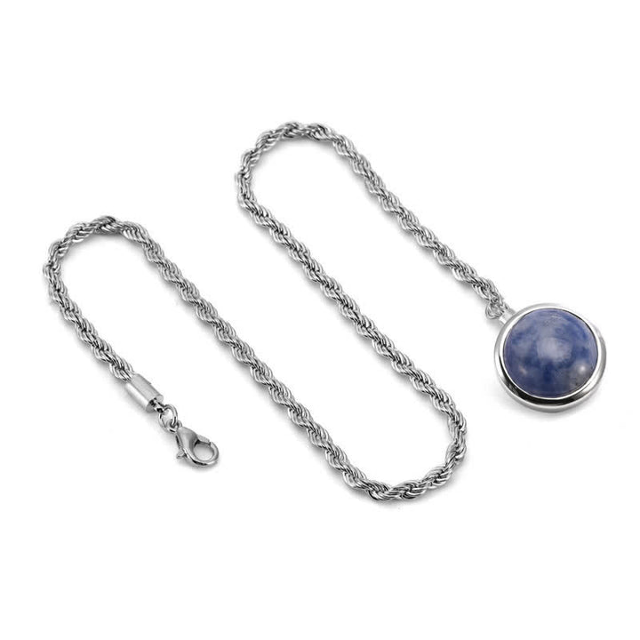 Broche de costume classique pour homme en pierre précieuse naturelle avec chaîne suspendue