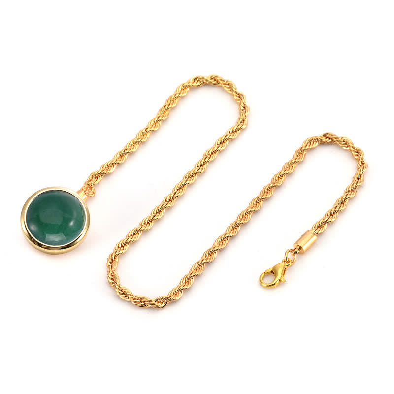 Broche de costume classique pour homme en pierre précieuse naturelle avec chaîne suspendue