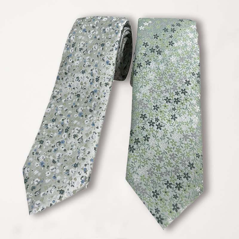 Cravate en polyester jacquard floral vert pour homme
