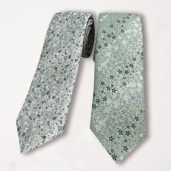 Cravate en polyester jacquard floral vert pour homme