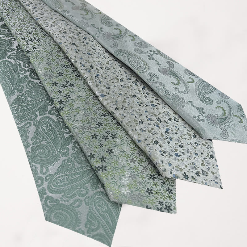 Cravate en polyester jacquard floral vert pour homme