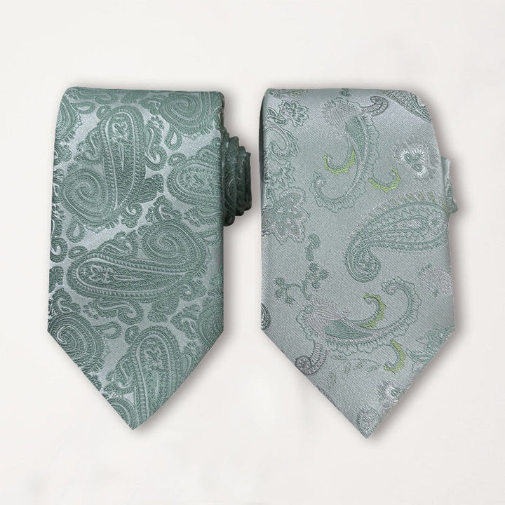 Cravate en polyester jacquard floral vert pour homme