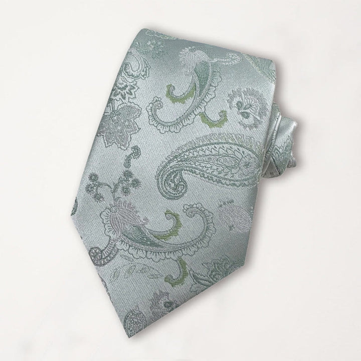 Cravate en polyester jacquard floral vert pour homme