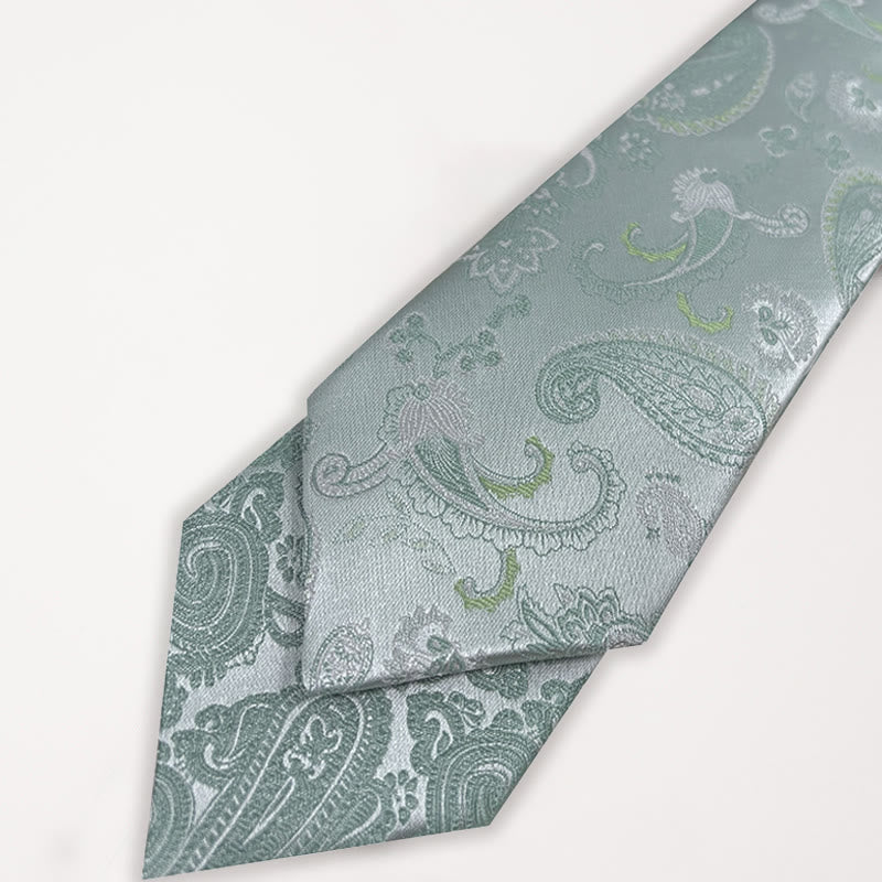 Cravate en polyester jacquard floral vert pour homme