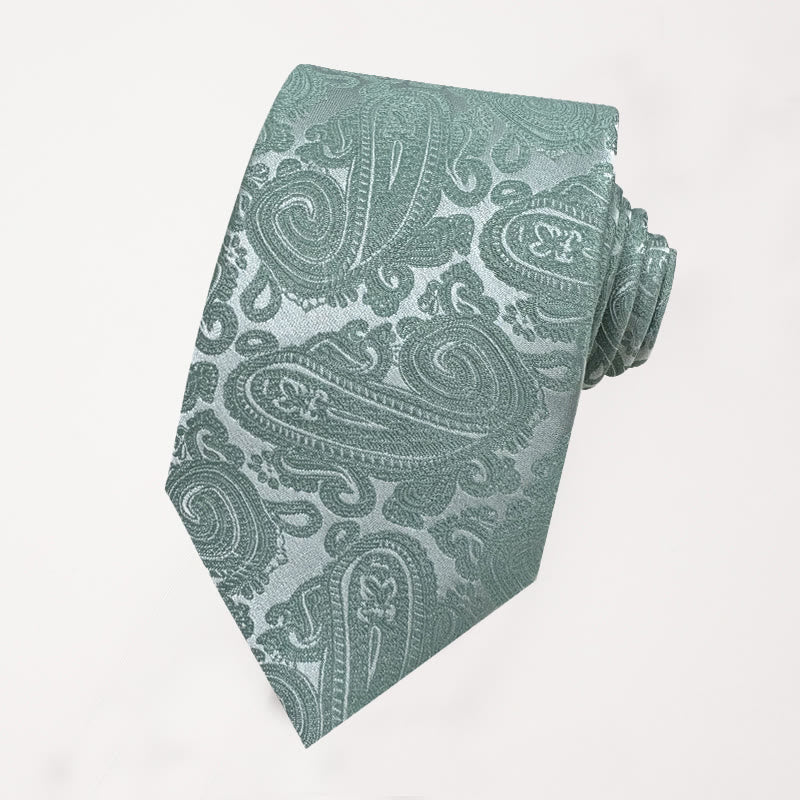 Cravate en polyester jacquard floral vert pour homme