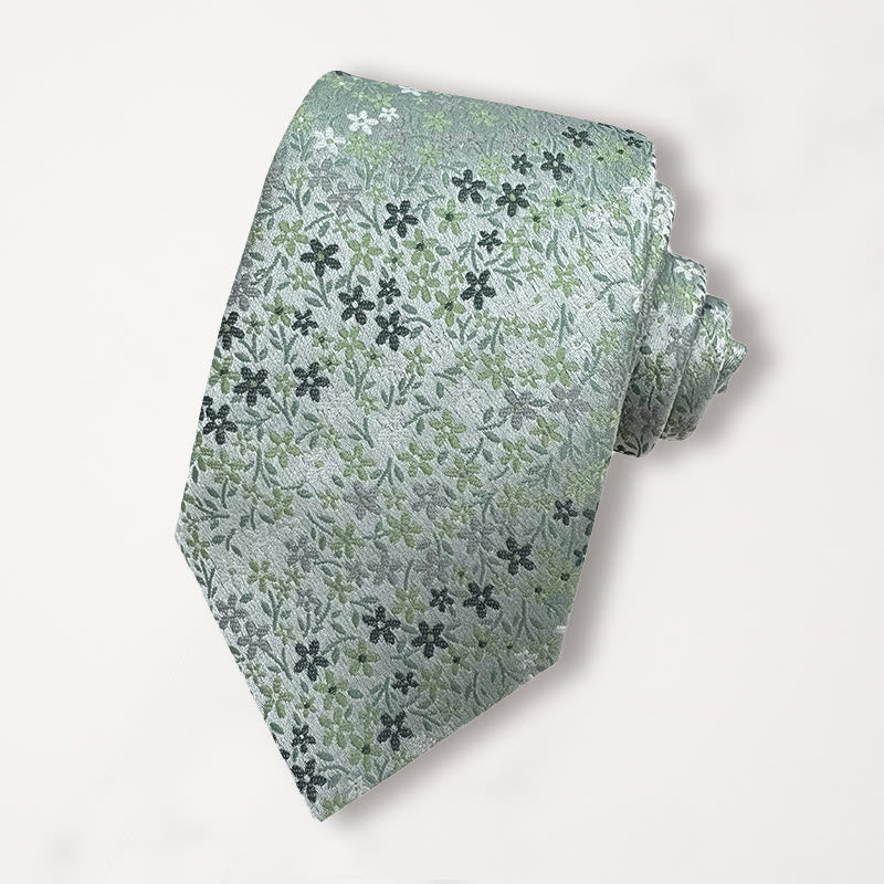 Cravate en polyester jacquard floral vert pour homme