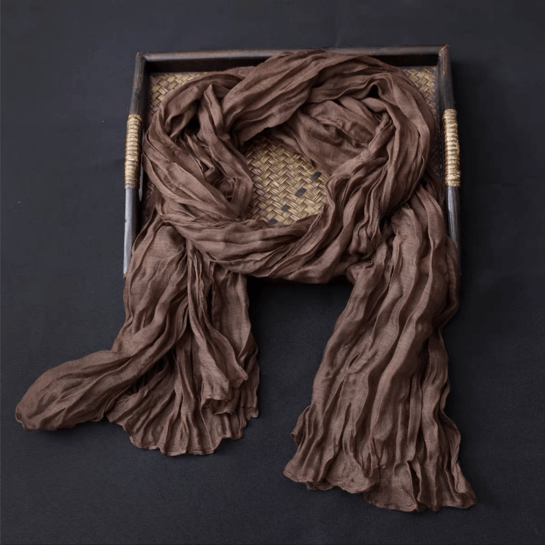 Écharpe fine rétro en coton et lin pour femme, couleur unie
