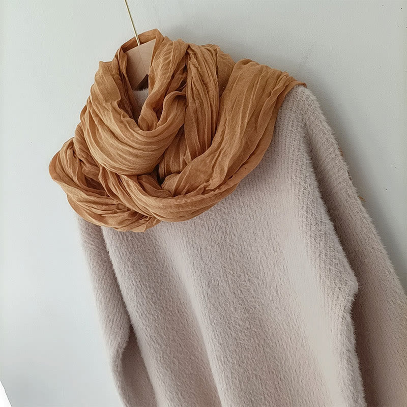 Écharpe fine en coton et lin léger de couleur unie pour femme - Jaune - image 1