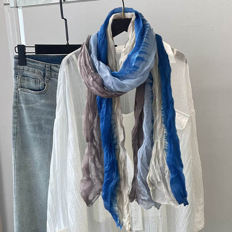 Écharpe fine à dégradé de couleur unie pour femme - Bleu Beige Gris - image 23