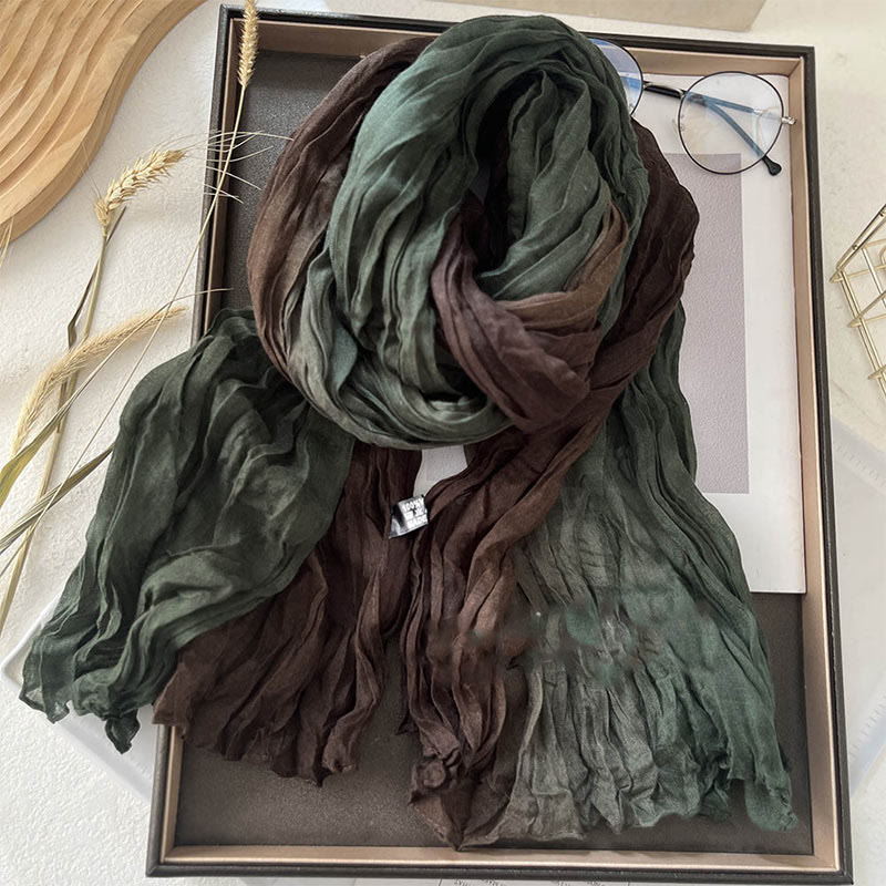 Écharpe fine à dégradé de couleur unie pour femme - Café vert - image 5