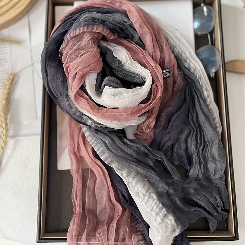 Écharpe fine à dégradé de couleur unie pour femme - Gris Rose Blanc - image 11