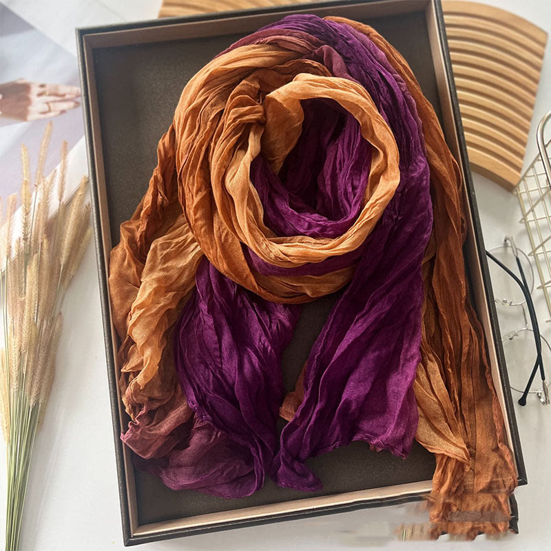 Écharpe fine à dégradé de couleur unie pour femme - Orange Violet - image 22