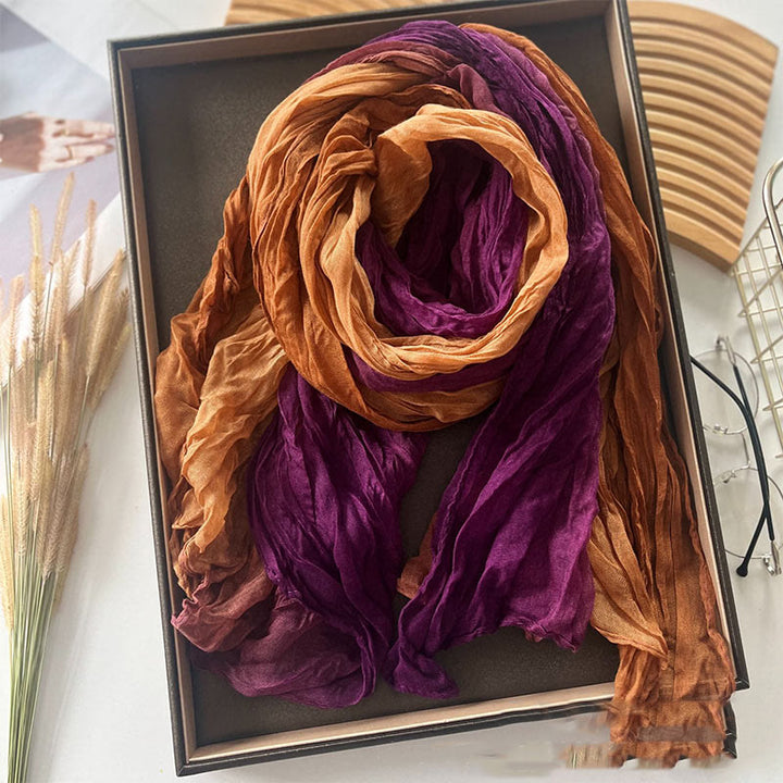Écharpe fine à dégradé de couleur unie pour femme - Orange Violet - image 22