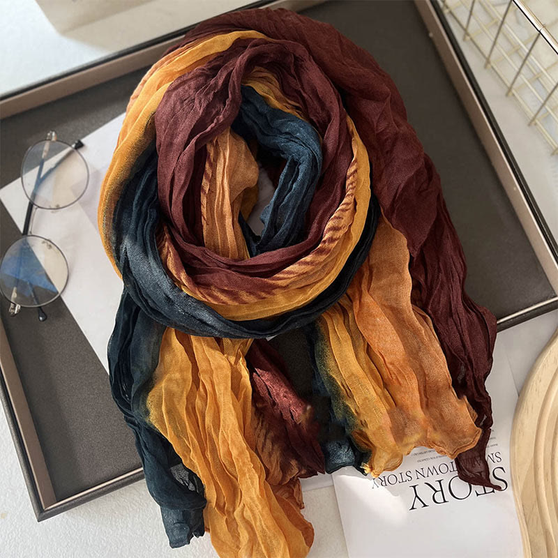 Écharpe fine à dégradé de couleur unie pour femme - Café vert orange - image 9