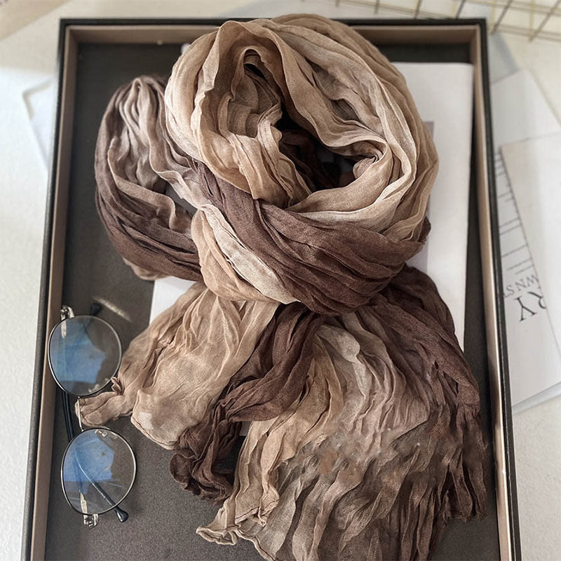 Écharpe fine à dégradé de couleur unie pour femme - Café Camel - image 7