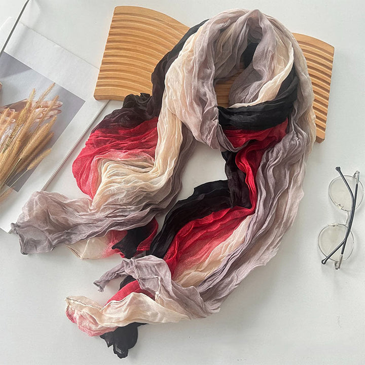 Écharpe fine à dégradé de couleur unie pour femme - Rouge Noir Gris - image 27