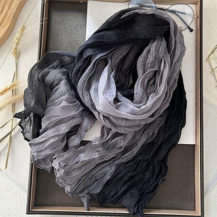 Écharpe fine à dégradé de couleur unie pour femme - Gris Noir - image 2