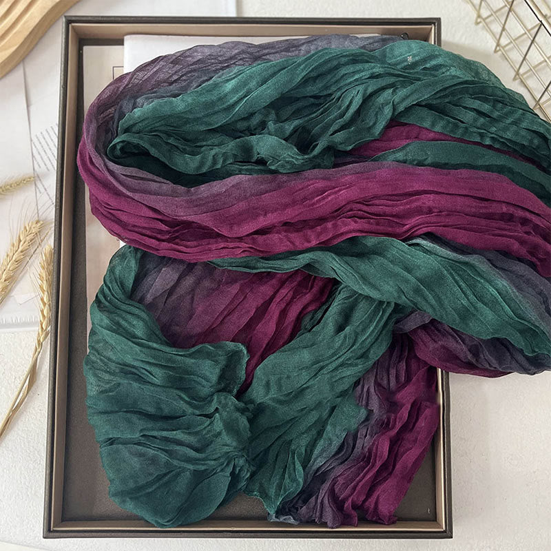 Écharpe fine à dégradé de couleur unie pour femme - Vert Rouge - image 10
