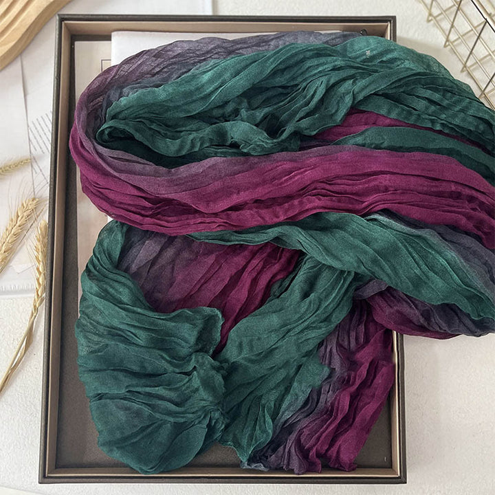 Écharpe fine à dégradé de couleur unie pour femme - Vert Rouge - image 10