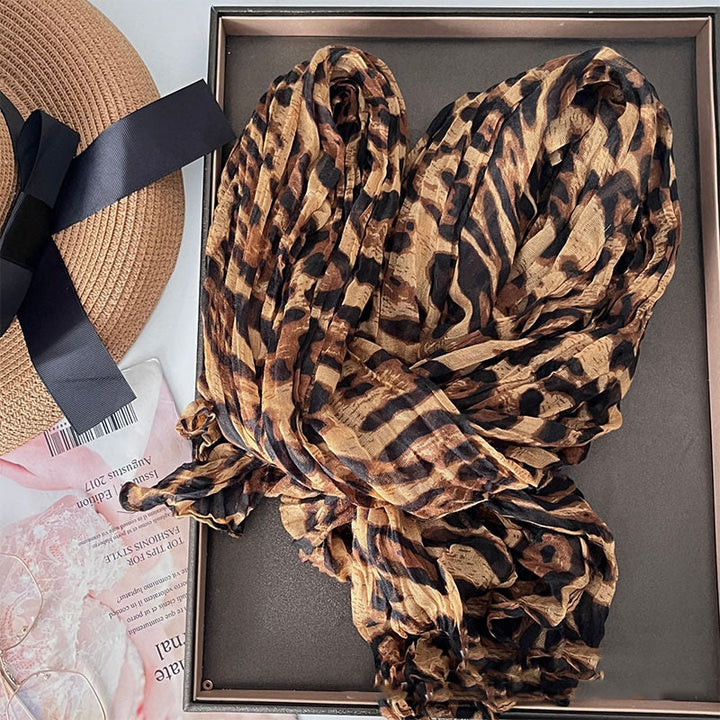 Écharpe fine à dégradé de couleur unie pour femme - Café Léopard - image 20