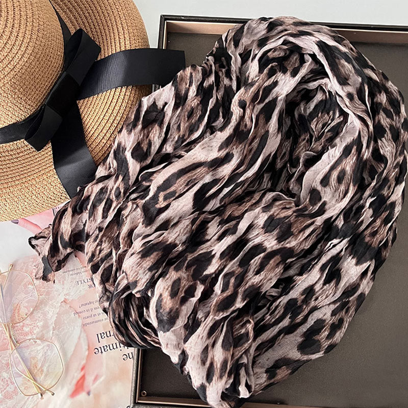 Écharpe fine à dégradé de couleur unie pour femme - Beige Léopard - image 21