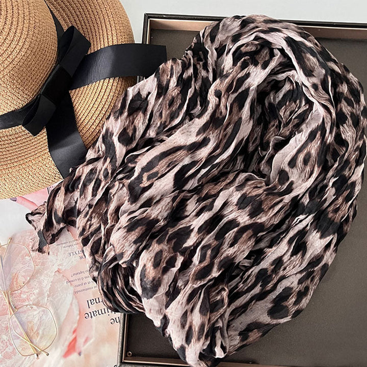 Écharpe fine à dégradé de couleur unie pour femme - Beige Léopard - image 21