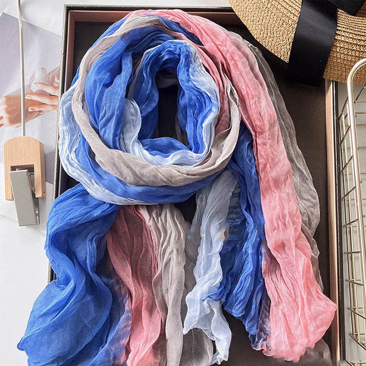 Écharpe fine à dégradé de couleur unie pour femme - Bleu Rose - image 24