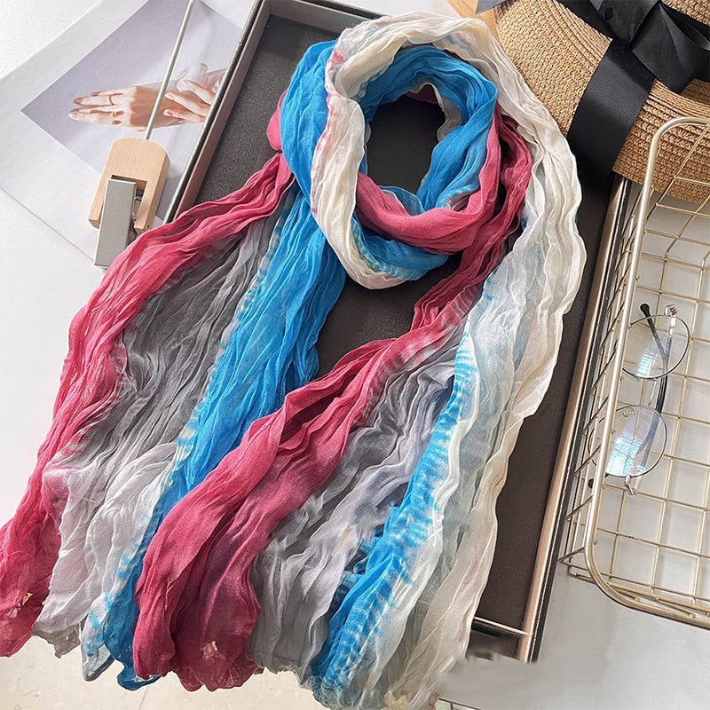 Écharpe fine à dégradé de couleur unie pour femme - Bleu Beige Rose - image 25