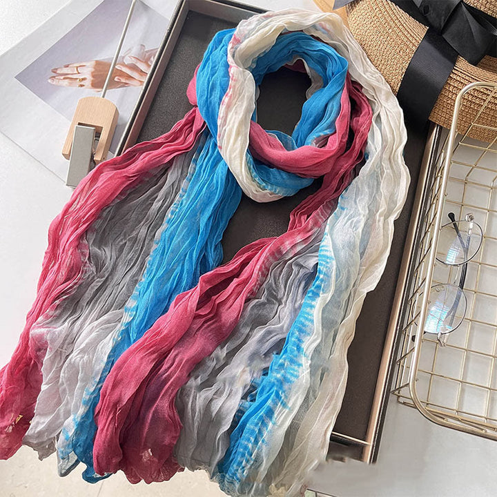 Écharpe fine à dégradé de couleur unie pour femme - Bleu Beige Rose - image 25