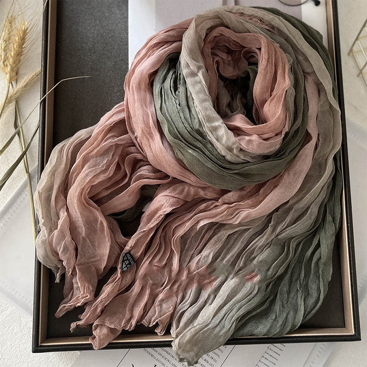 Écharpe fine à dégradé de couleur unie pour femme - Vert Rose - image 4