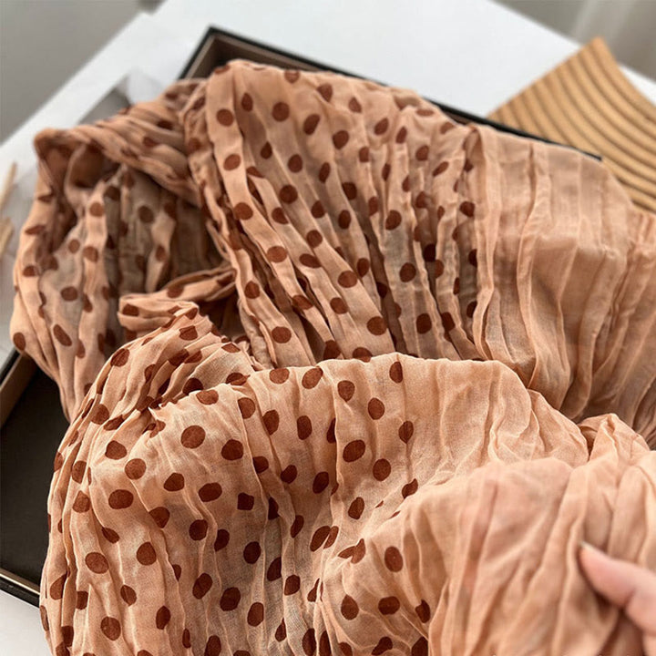 Écharpe fine froissée à pois rétro pour femme