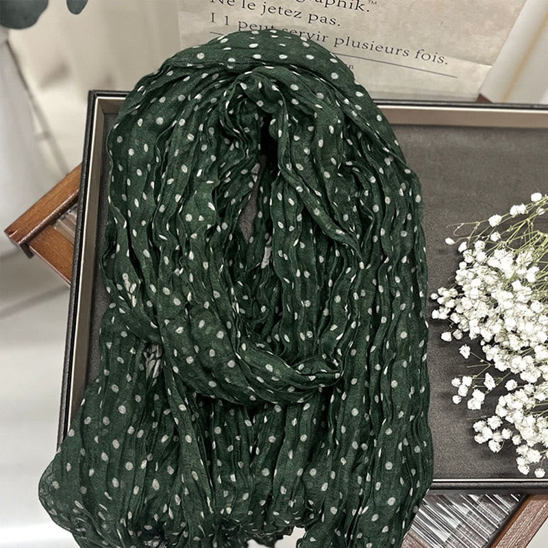 Écharpe fine froissée à pois rétro pour femme
