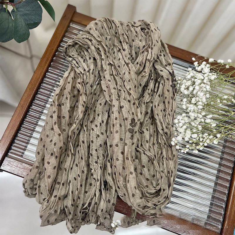 Écharpe fine froissée à pois rétro pour femme