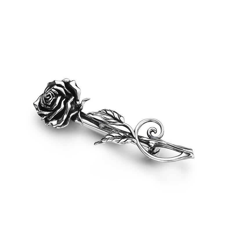 Broche romantique en argent 3D pour homme, motif rose