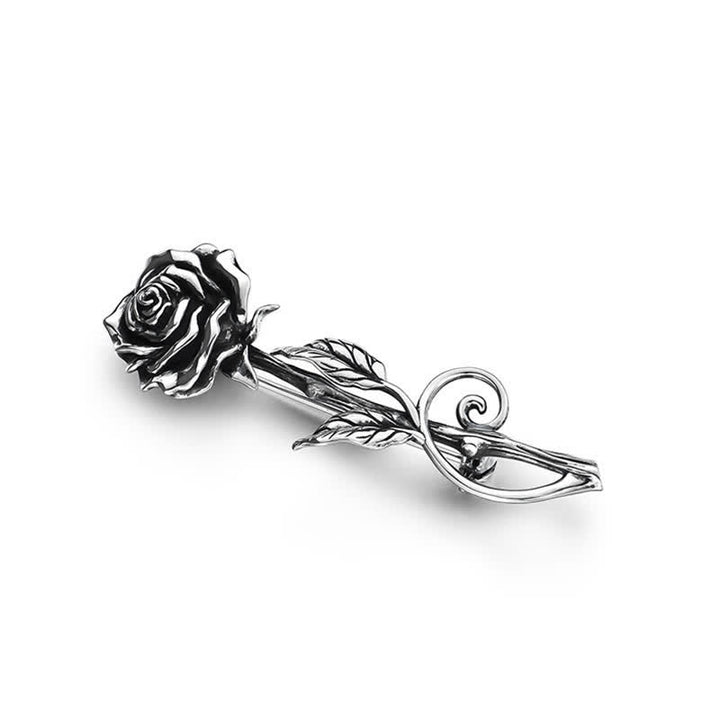 Broche romantique en argent 3D pour homme, motif rose