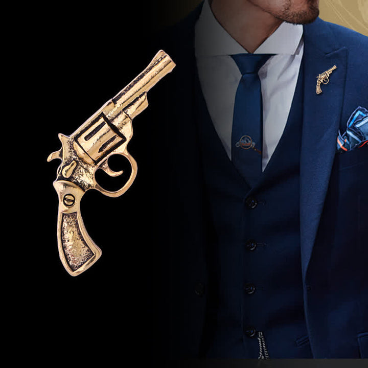 Mini broche vintage en forme de pistolet dominateur pour homme