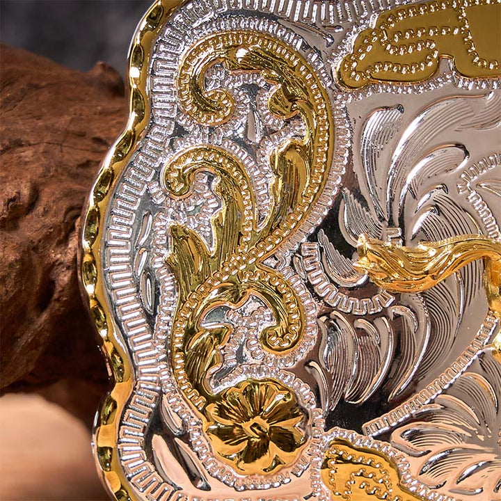 Ceinture en cuir à boucle de cowboy western à faire soi-même avec cheval au galop doré - image 5