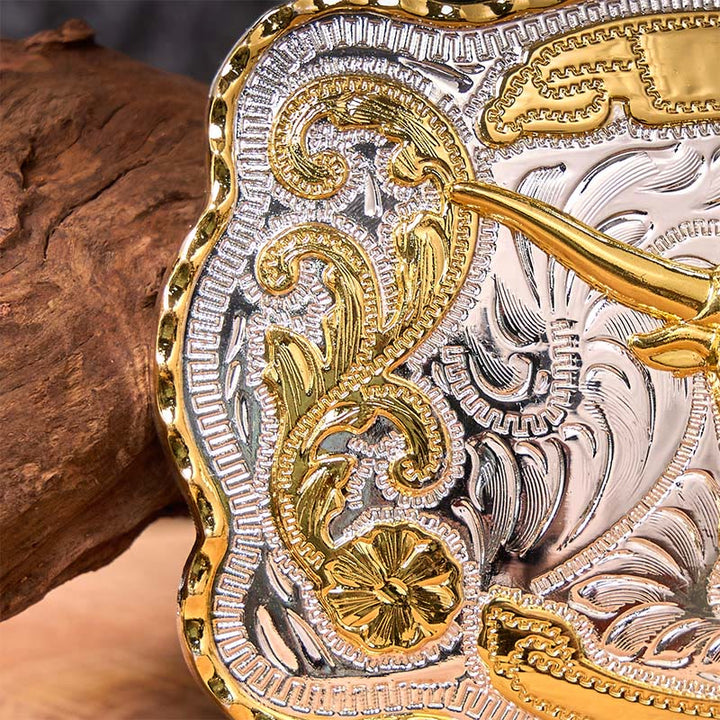 Ceinture en cuir à boucle de cowboy western DIY avec tête de taureau dorée - image 5